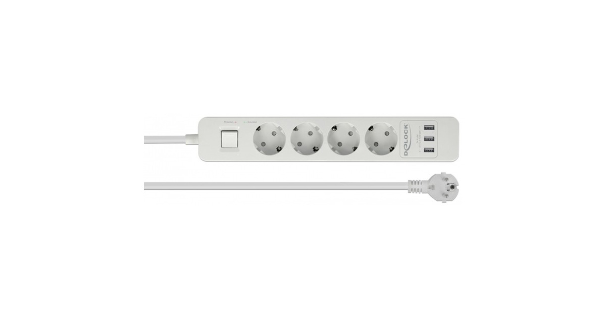 DeLOCK4-weg stekkerdoos met USB-poorten stekkerdoos  (Wit)