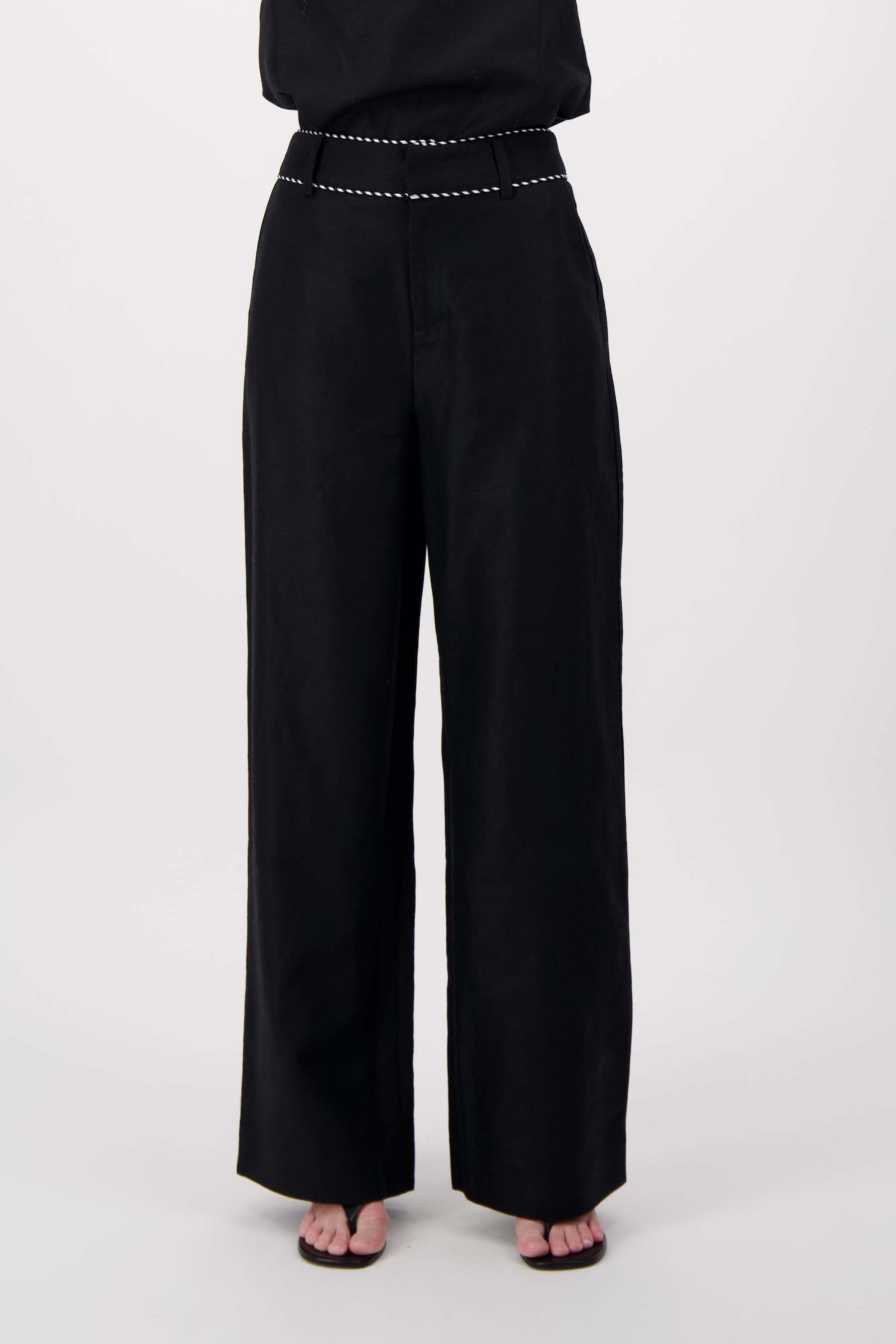 linnen broek met tape details