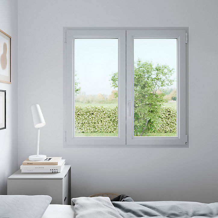 Fenêtre PVC 2 vantaux oscillo-battant GoodHome blanc - l.120 x h.135 cm