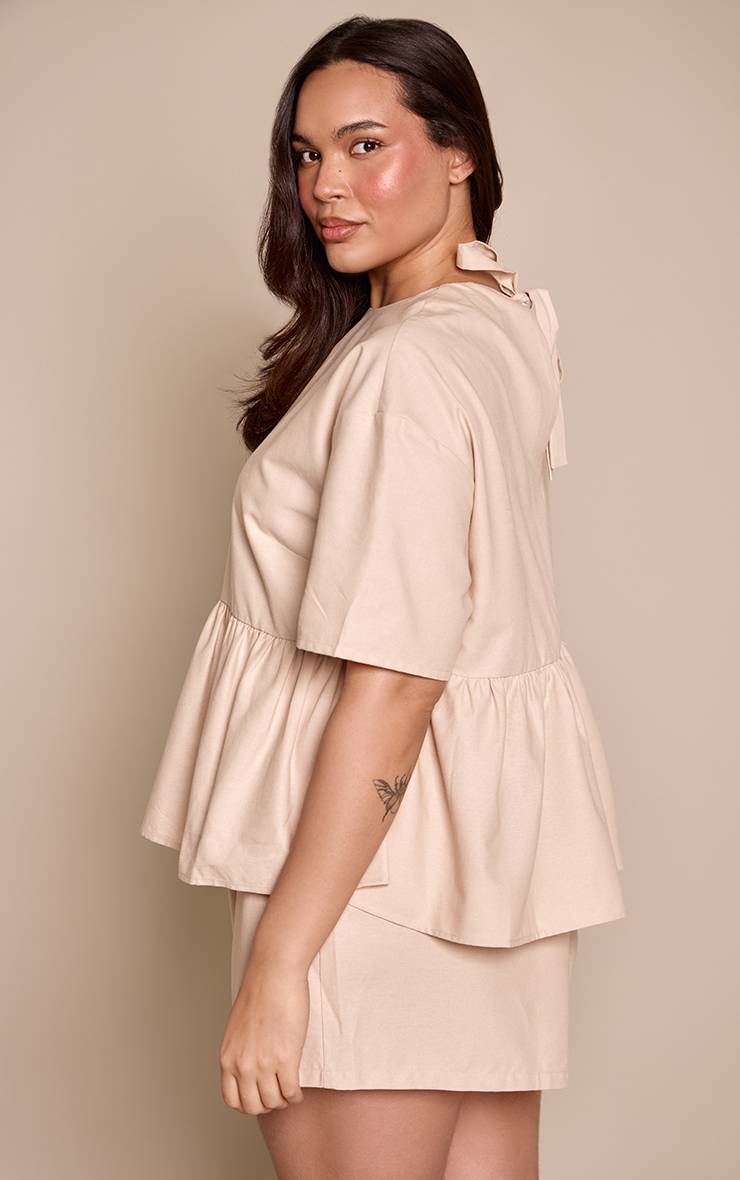 Avoine Short Tissé Texturé Grande Taille Ensemble Coordonné