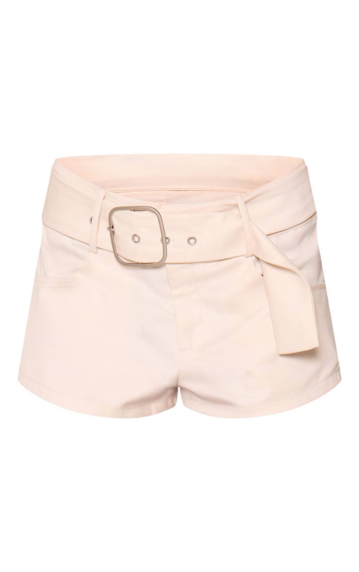Blanc Short Tailleur Tissé Crème Avec Ceinture