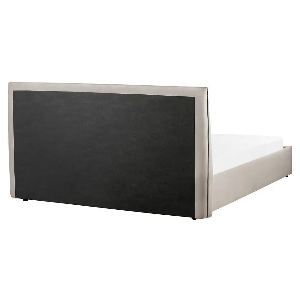 LAVAUR - Bed met opbergruimte - Taupe - 160 x 200 cm - Fluweel