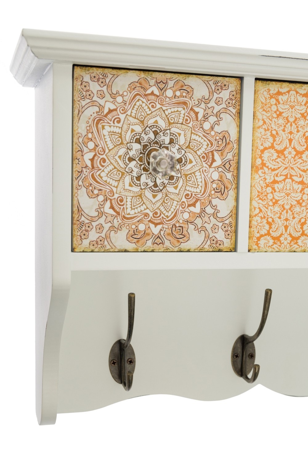 Wandablage PAISLEY - weiß antik - mehrfarbig - 56 cm