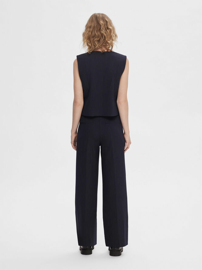 Selected Femme SLFRITA MW WIDE PANT DARK SAP MEL N Dark sapphire/melange