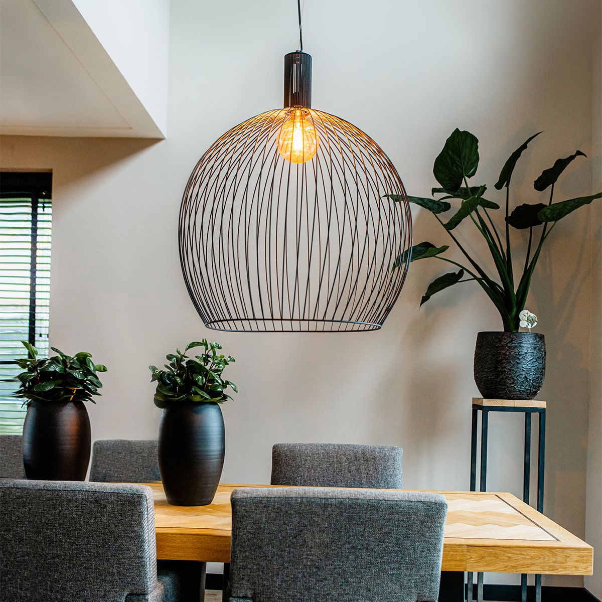 Design hanglamp rond zwart 70 cm - Dos