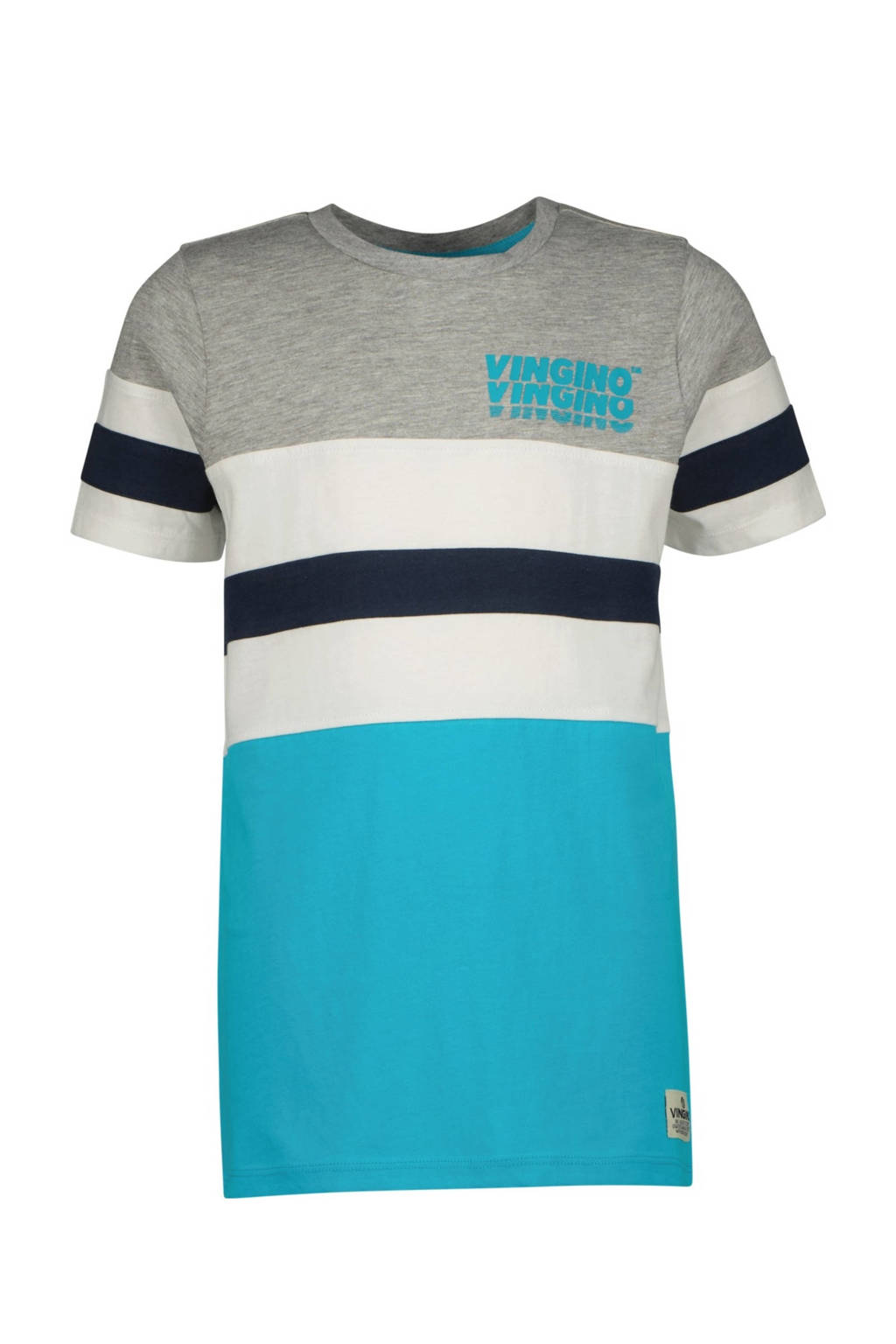 Vingino T-shirt HAVAR lichtblauw/grijs/donkerblauw/wit