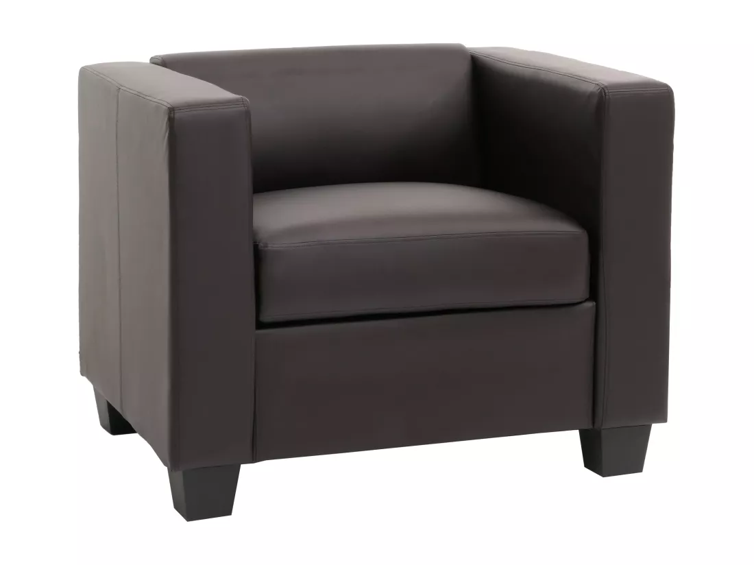 Fauteuil lounge Lille, simili-cuir café