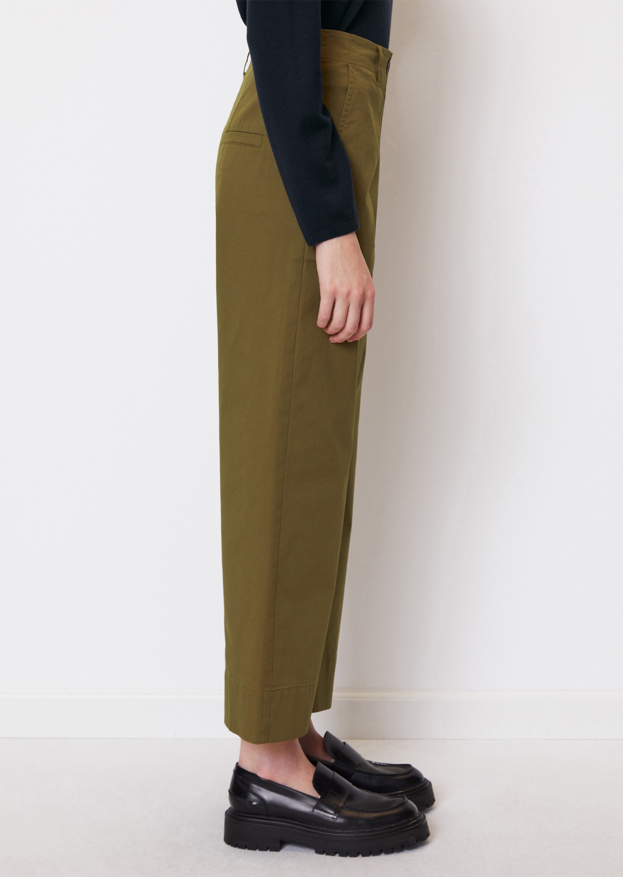 Weite Hose verkürzt aus stretchigem Organic Cotton-Twill