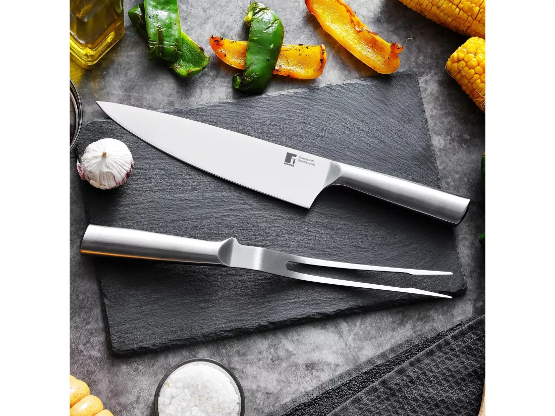 Ensemble couteau de chef en acier inoxydable Bergner + fourchette à viande BBQ