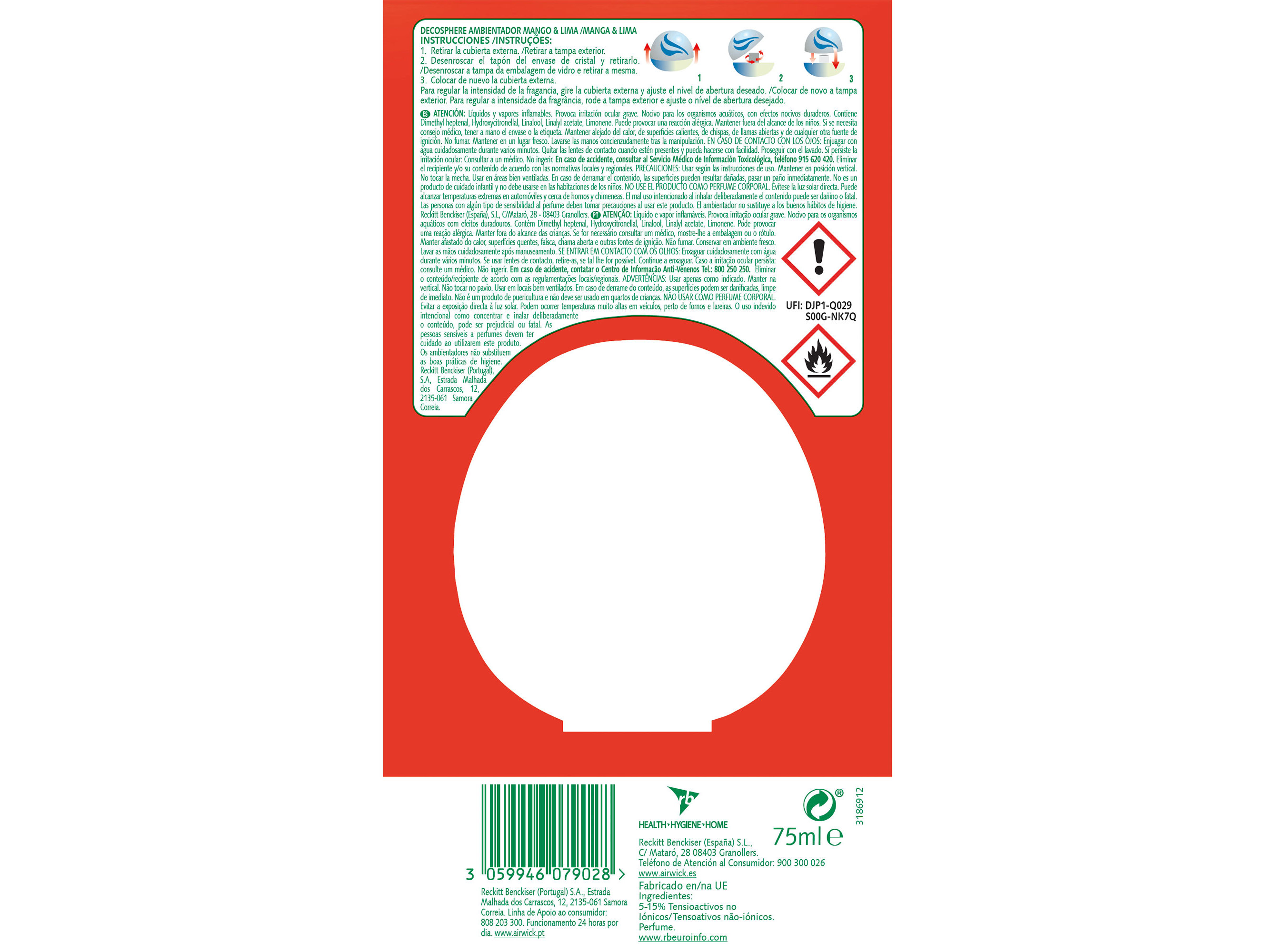 AMBIENTADOR AIR WICK DECO SPHERE MANGA 75ML