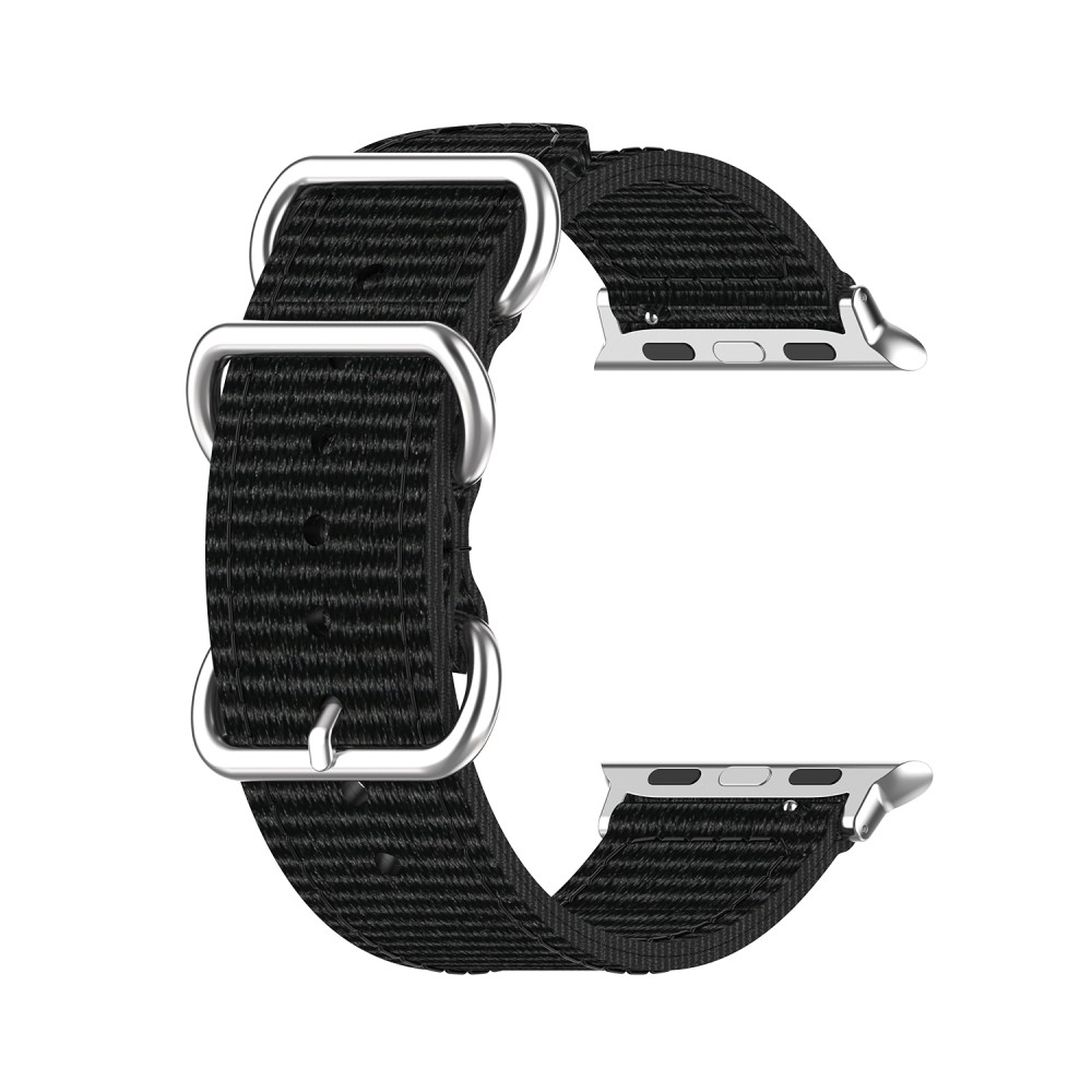 Apple Watch (49/46/45/44 mm) Canvas Stoff Armband mit Dornschliesse (Gelenkumfang 170-220mm) - Schwarz