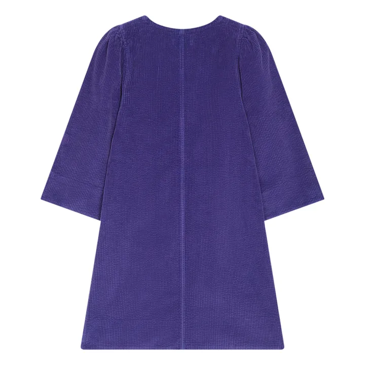 SMALLABLE BASICS Robe Zippée Femme Manches Larges en Velours Côtelé | Bleu indigo
