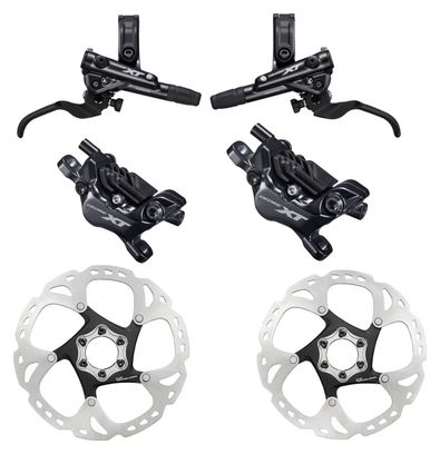 Paire de Freins Shimano XT M8120 Résine 170cm 100cm Noir avec 2 Disques de Frein Shimano DEORE XT SM-RT86 Noir 203 mm   180 mm