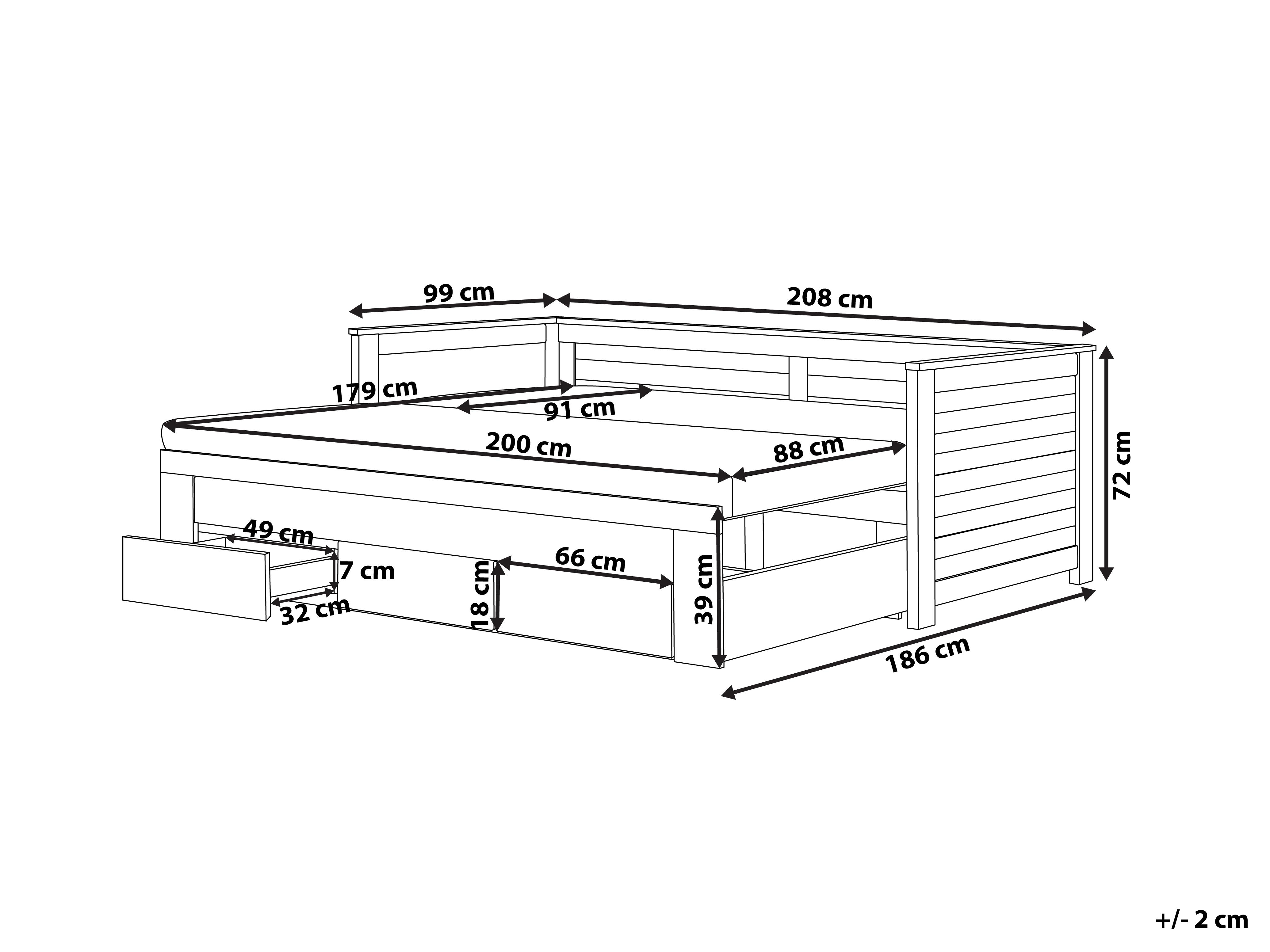 Bed met opbergladen Hout CAHORS 90 x 200 cm Wit
