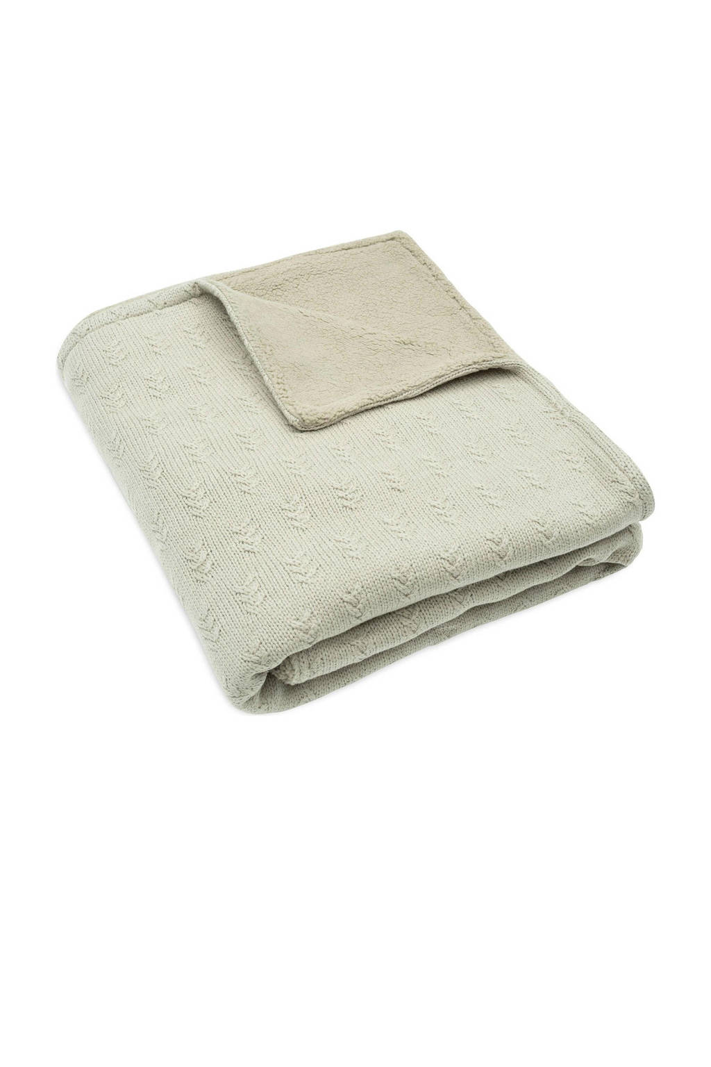 baby ledikantdeken 100x150cm Grain Knit - Olive Green/Velour