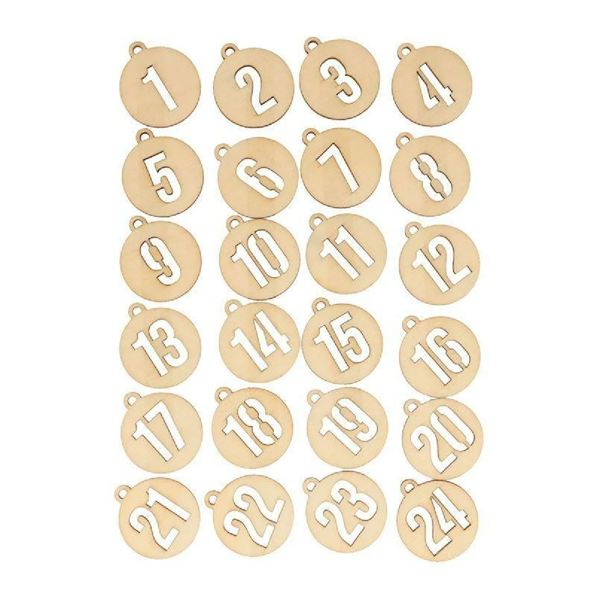 Artemio Autocollants Chiffres ronds en bois - Calendrier de l'Avent