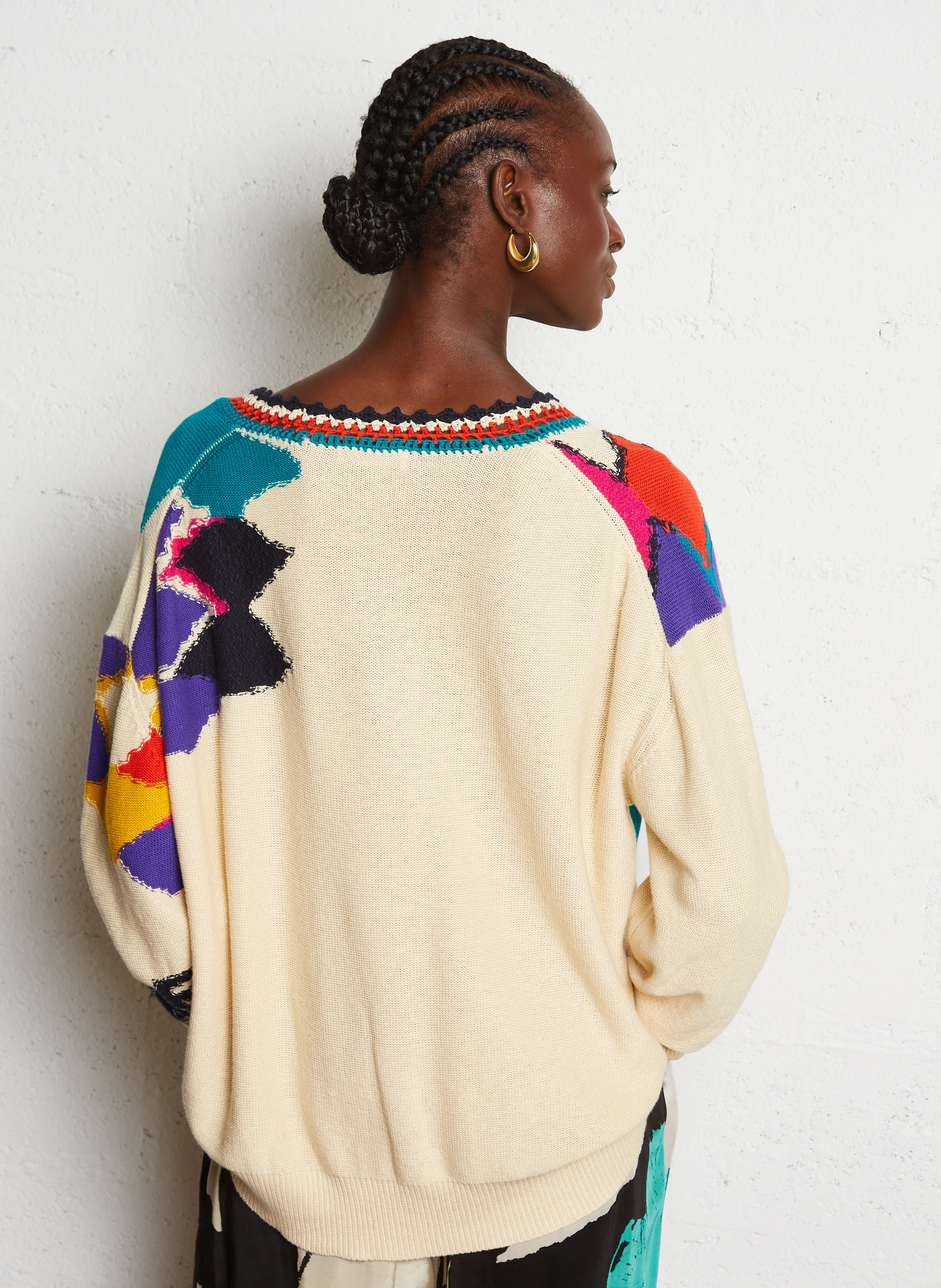 ATLEY - Pull oversize col rond en coton mélangé | Beige