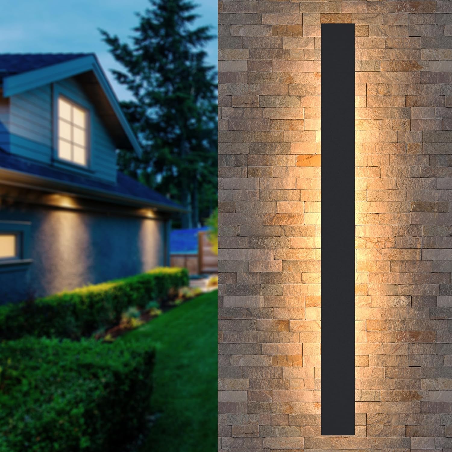 Lange Wandleuchte Villa Wandleuchte Schwarz Wandleuchte LED Außen Aluminium Acryl Wasserdicht IP65 für Gärten, Terrassen, Schlafzimmer, Wandleuchte Innen Wohnzimmer, 150 cm, 48 W