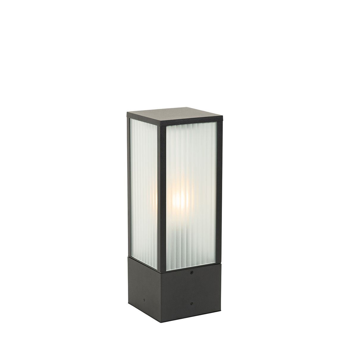 Smart staande buitenlamp zwart met ribbel glas 40 cm incl. Wifi A60 - Charlois