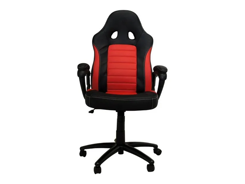 LC Power - Stol - armstøtter - vippe - drejeled - plastik, metal, skum, PU-behandlet læder - sort, rød