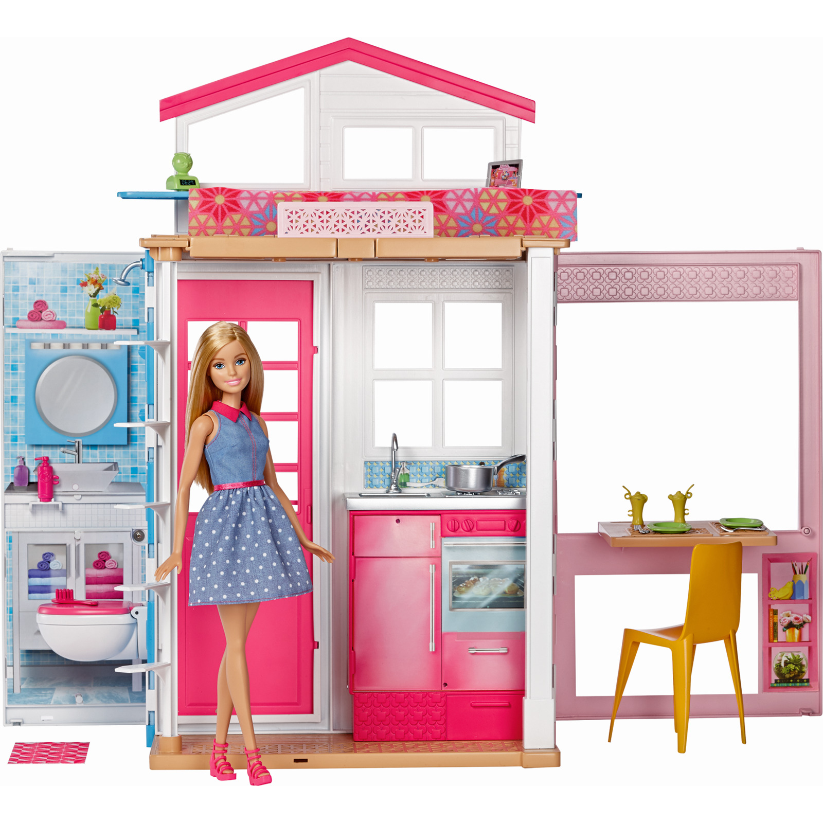 Barbie 2-Etagen Ferienhaus und Puppe