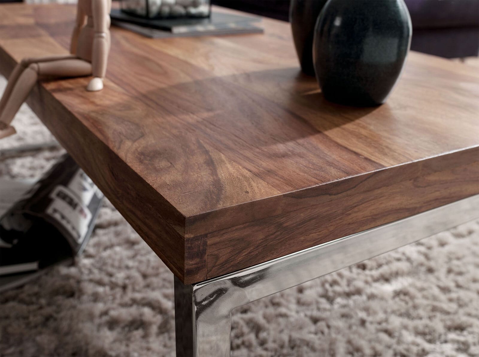 Couchtisch Guna Massivholz Sheesham Metall