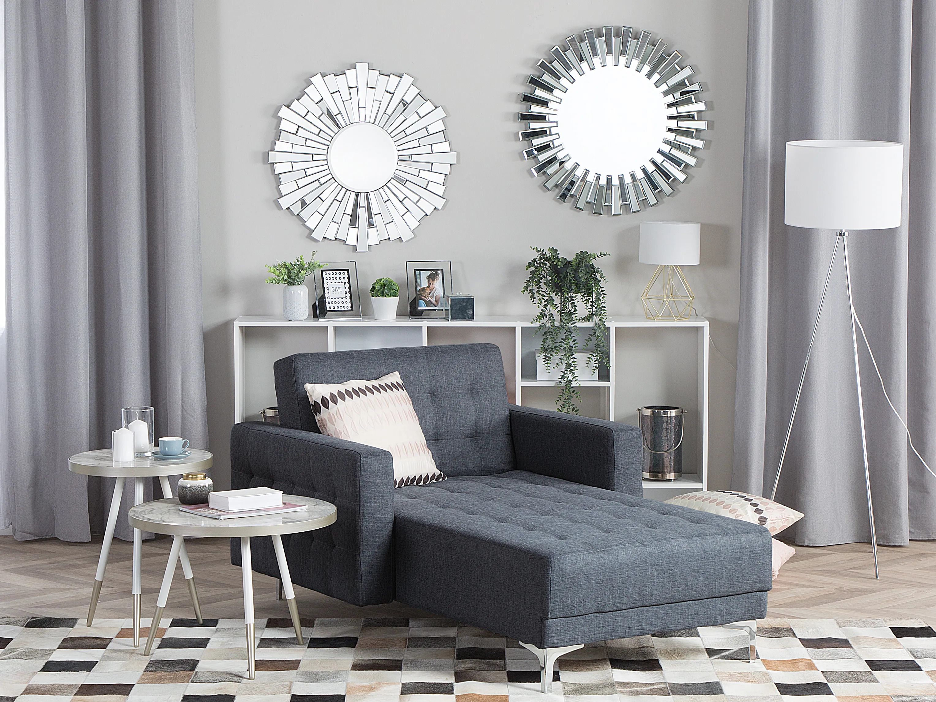 Chaise longue ABERDEEN Stof Donkergrijs