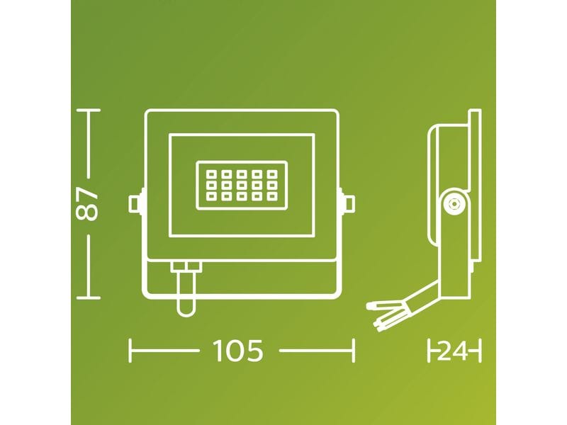Philips Lois Flutlicht 10W 3000K IP65 10 W Philips 8720169365025 Aussenbeleuchtung Wandbeleuchtung für den Aussenbereich Nicht austauschbare(s) Leuchtmittel LED F