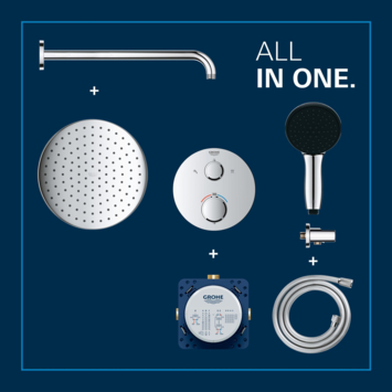 Grohe Precision Thermostat Perfect inbouw douchesysteem met  Vitalio Comfort 250 hoofddouche rond Chroom