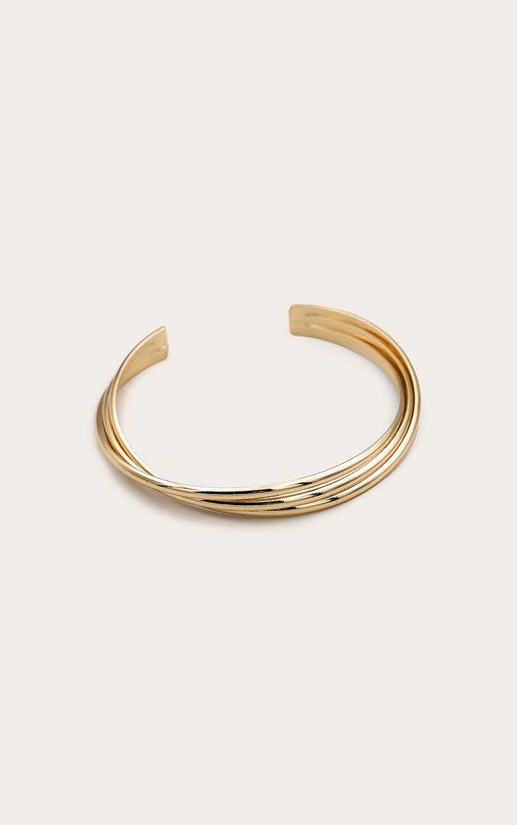 Doré Bracelet Jonc Torsadé À Nervure
