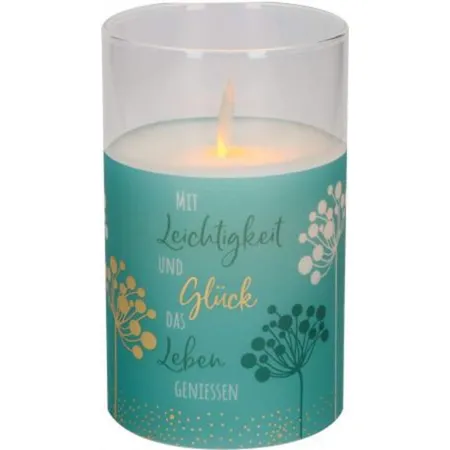 Butzon & Bercker LED-Glaswindlicht mit Echtwachskerze - Leichtigkeit und Glück