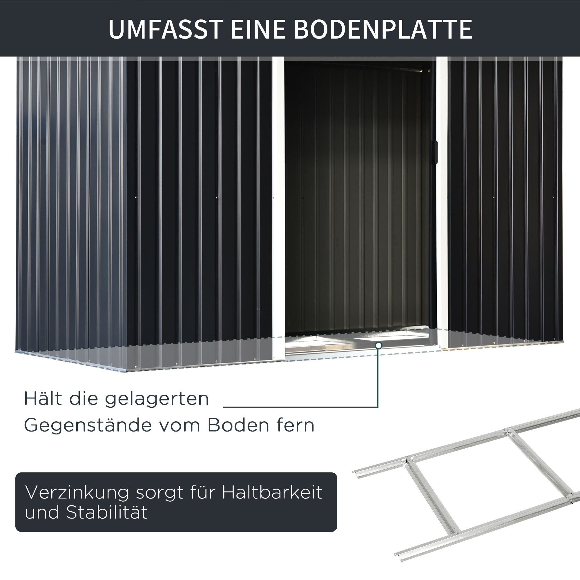 Outsunny Geräteschuppen mit Schiebetür 277 x 130 x 173 cm (LxBxH)