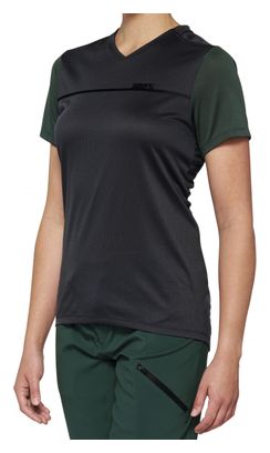 Maillot Manches Courtes Femme 100% Ridecamp Gris Charcoal/Forest Vert