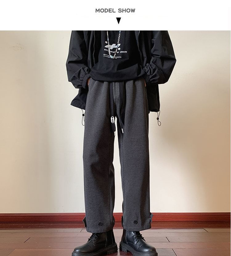 FOEV - Rechte cropped broek met trekkoord in de taille