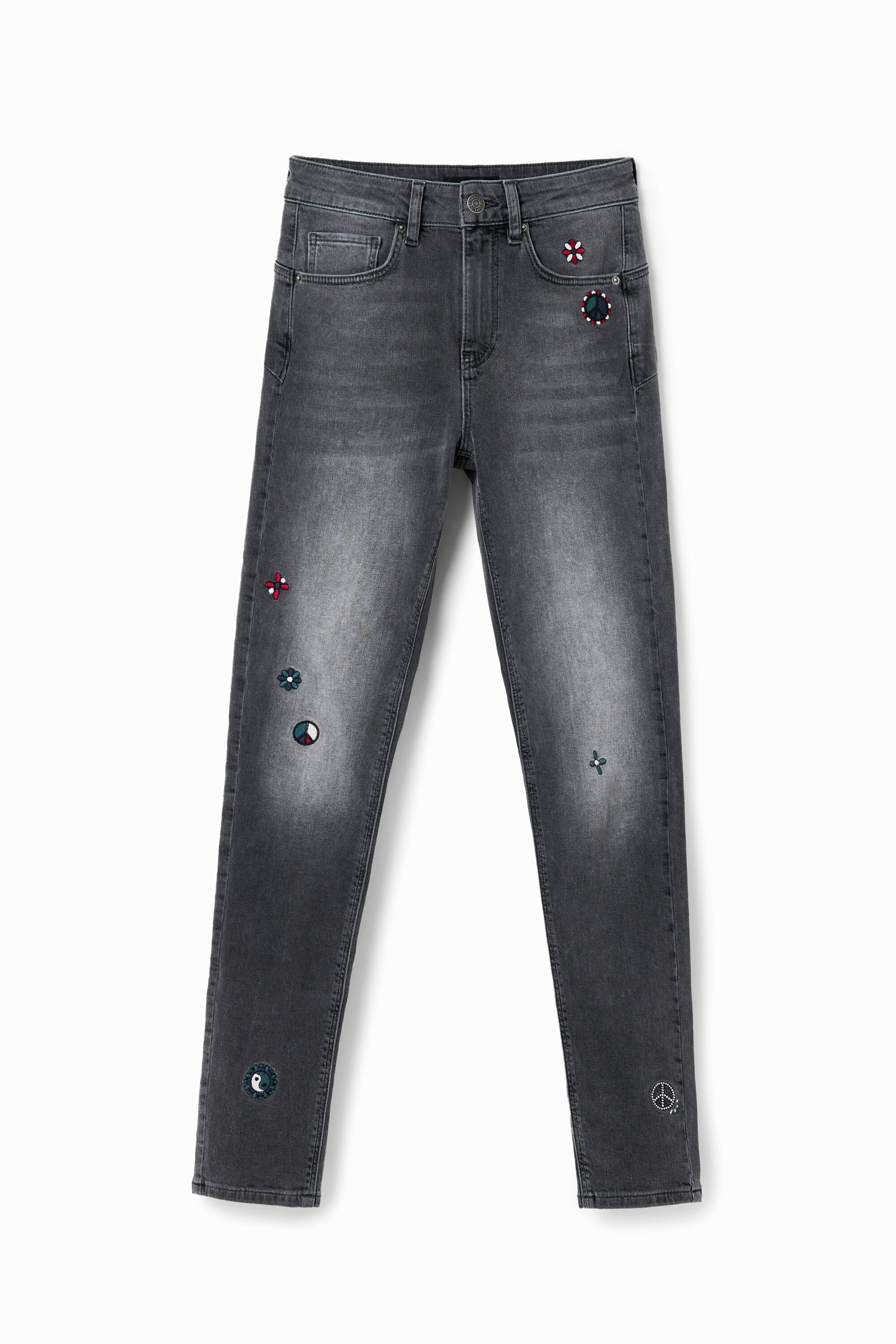 Jean skinny push-up broderies