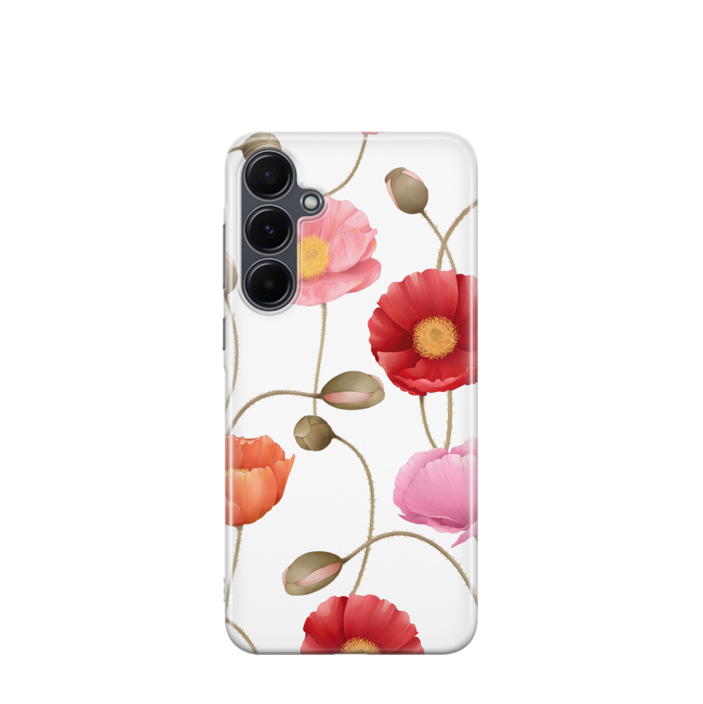 Samsung Galaxy A55 Gummi Hülle Mohnpoesie - Weiss