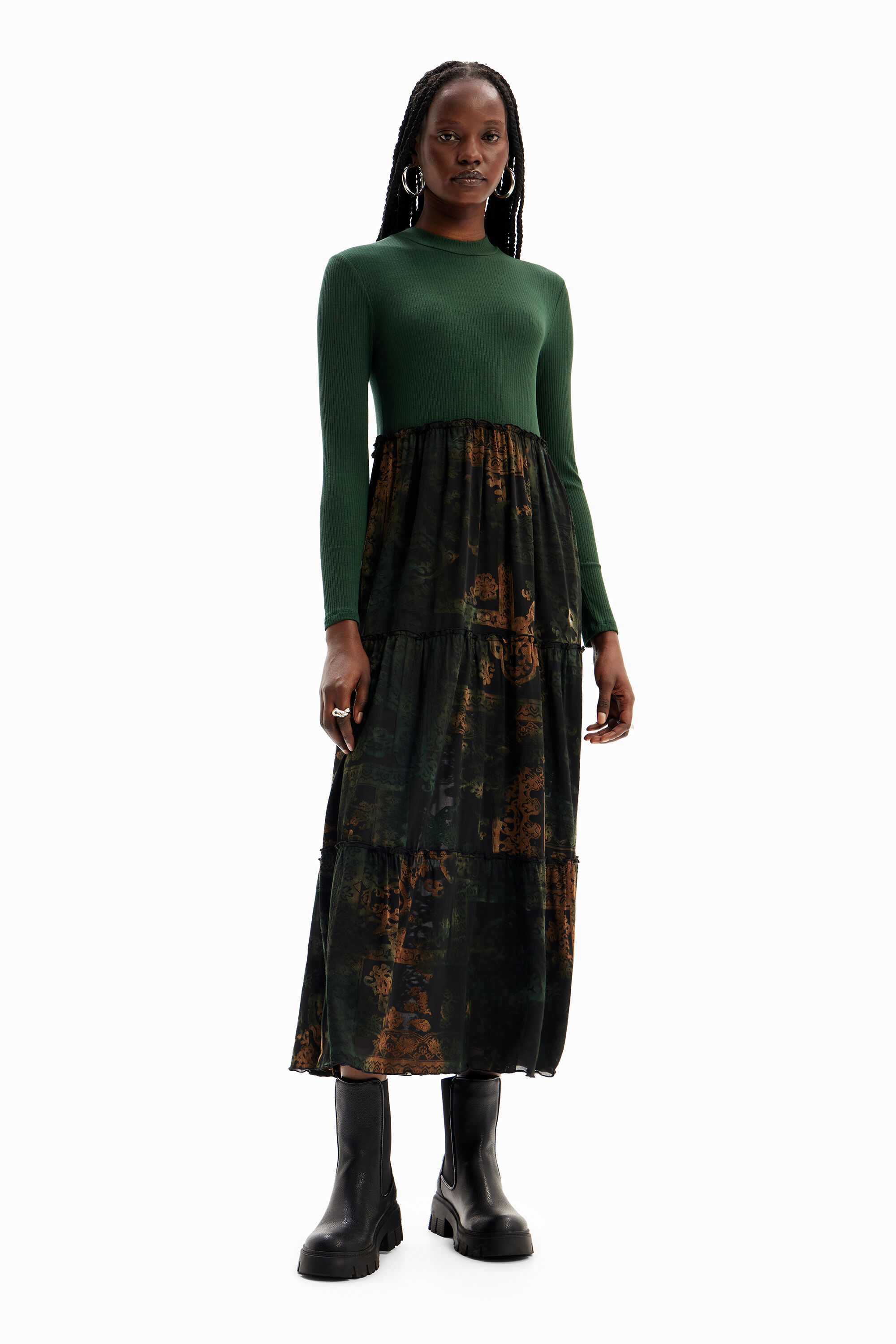 vestido midi combinado