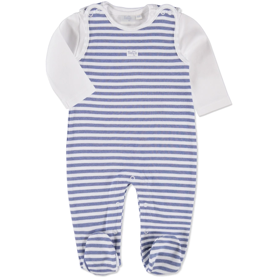 FEETJE Baby Stramplerset Ringel hellblau