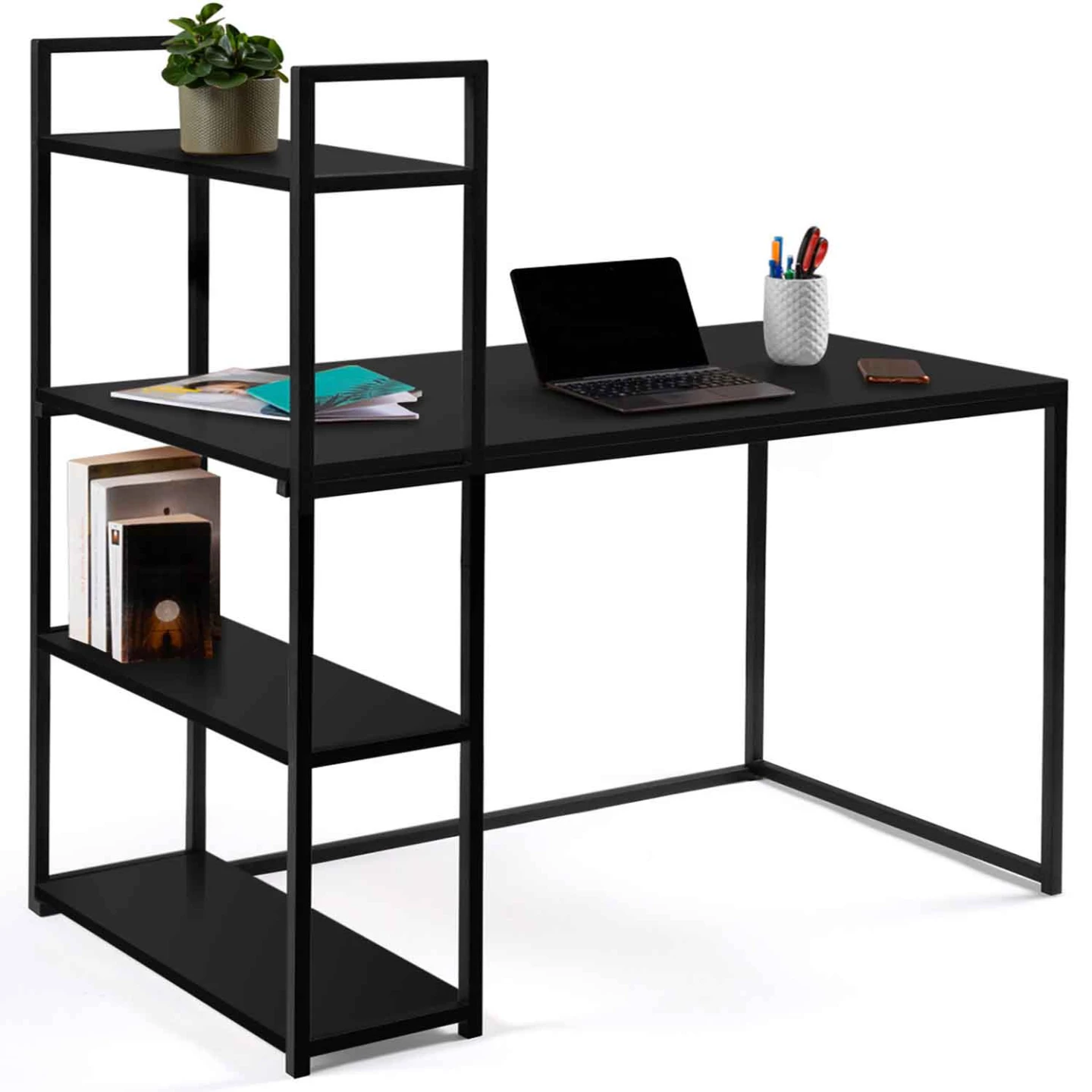 Bureau bibliothèque DELSON noir design industriel