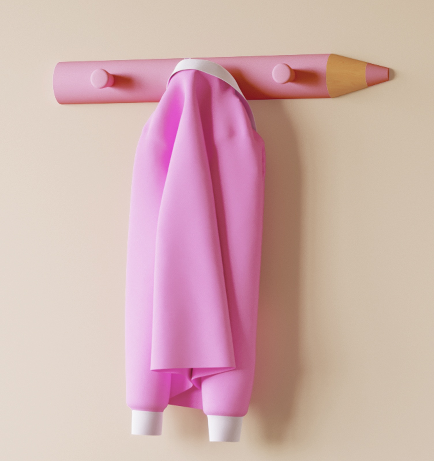 Garderobe STIFTO - rosa - 3 Haken
