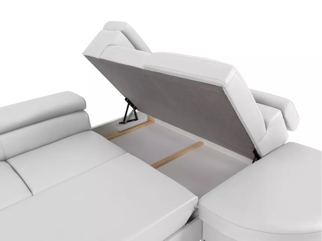 Canapé d'angle droit convertible en simili blanc MYSEN II
