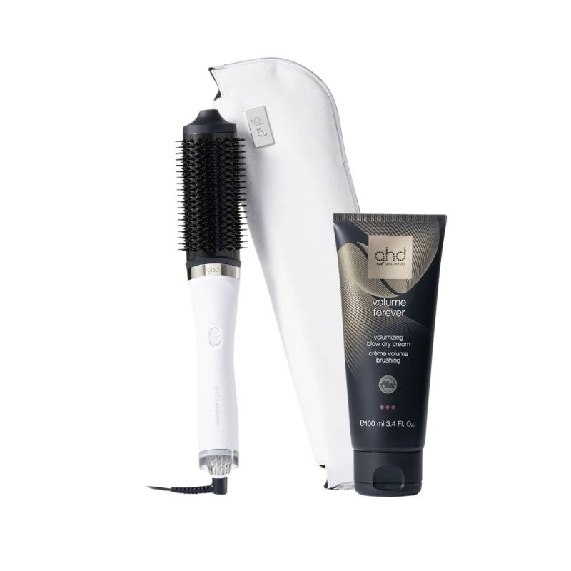 Duo brosse soufflante 2-en-1 Duet Blowdry blanc avec crème volume brushing ghd 100ml