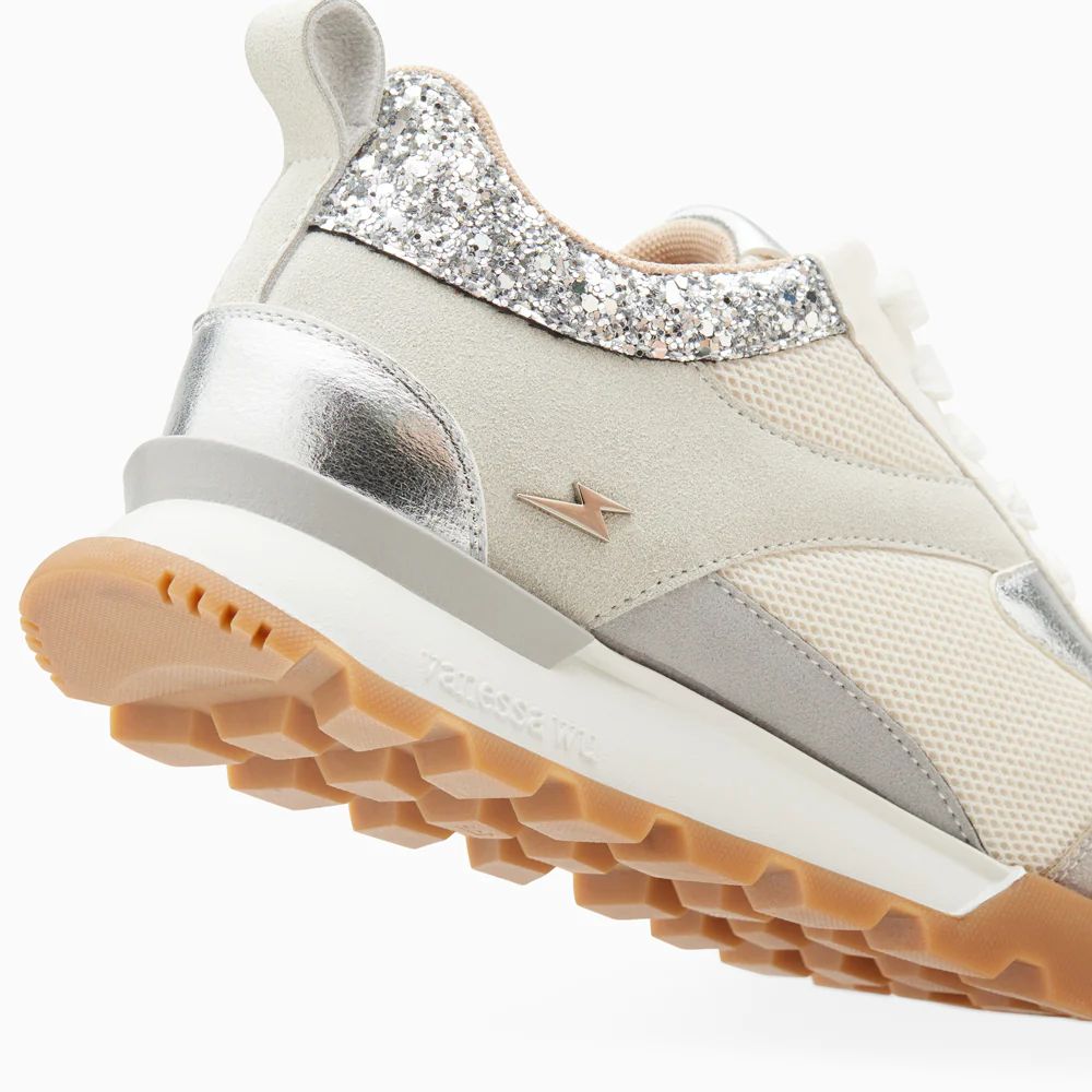 Sneakers-Baskets Samantha gris et argent à semelle running