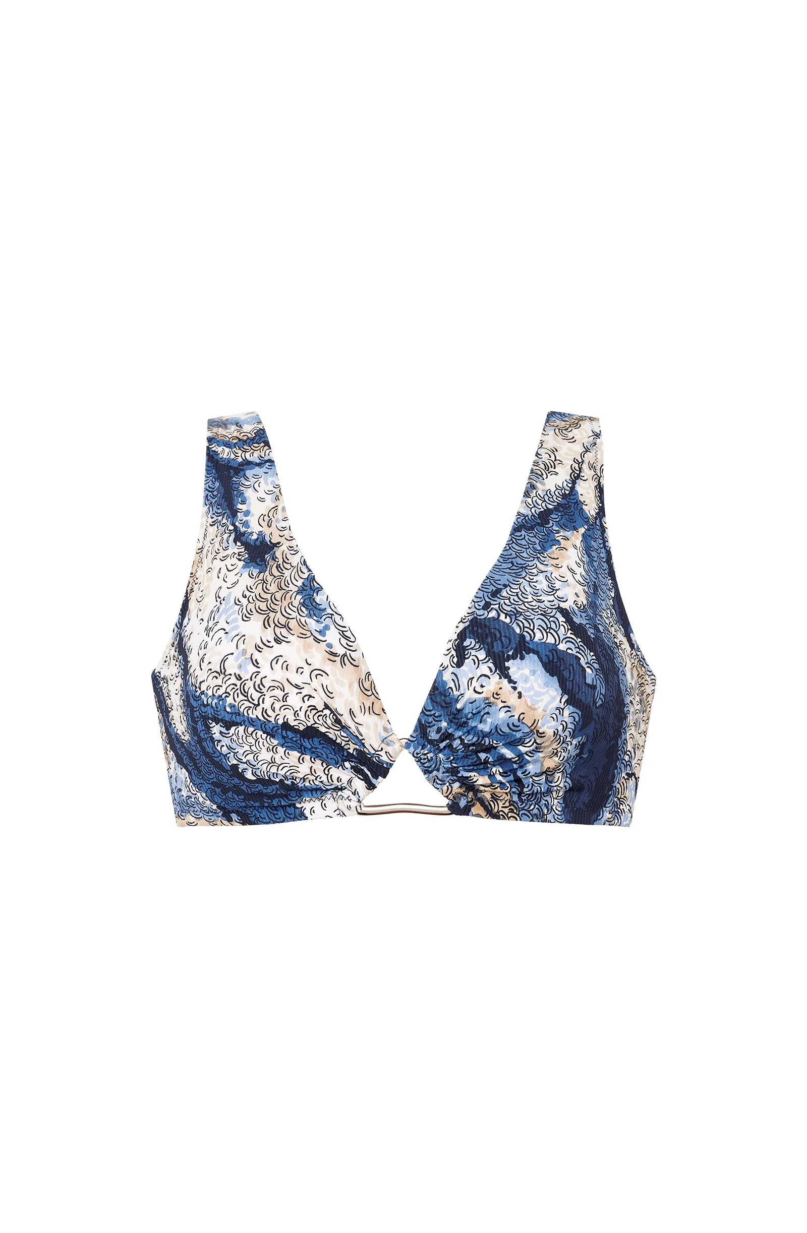 selena Haut de maillot brassière à bijoux imprimé Wave
