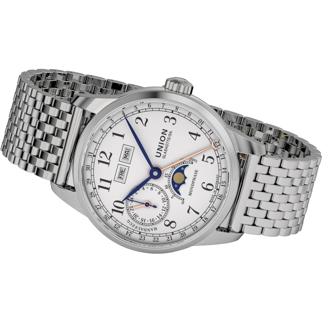 Union Glashütte 1893 Johannes Dürrstein Edition Mondphase Handaufzug Edelstahl