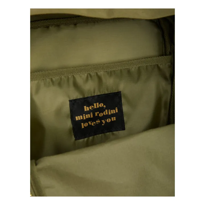 Mini Rodini Sac à Dos Coton Bio Pingouin | Vert kaki