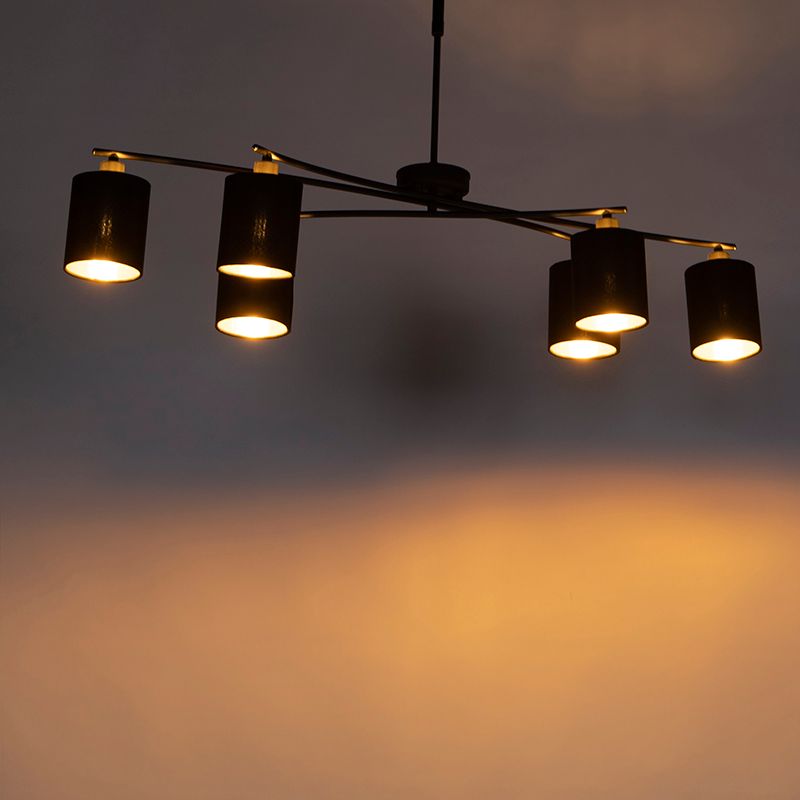 Moderne hanglamp zwart verstelbaar 6-lichts - Lofty