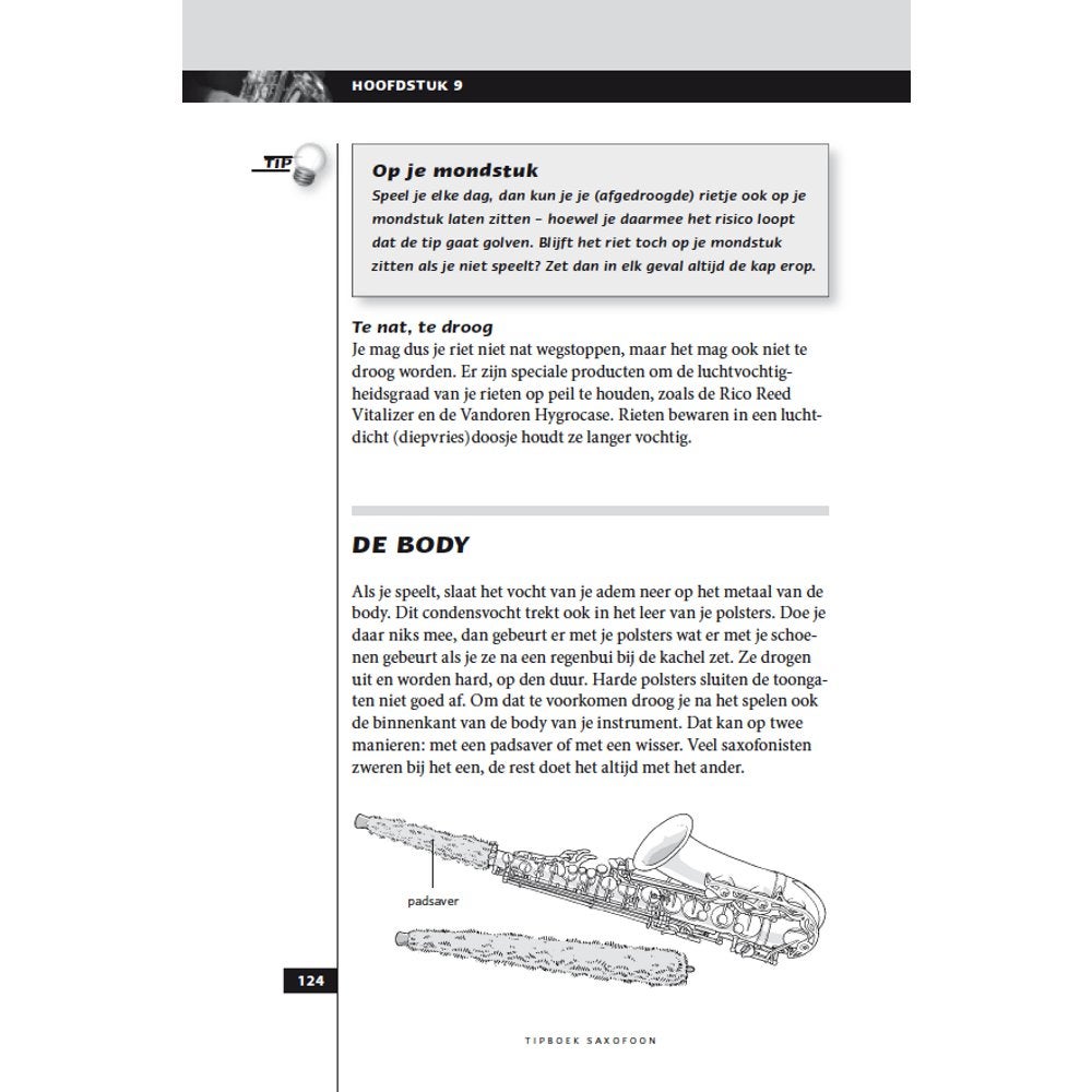 Tipboek saxofoon met tipcodes