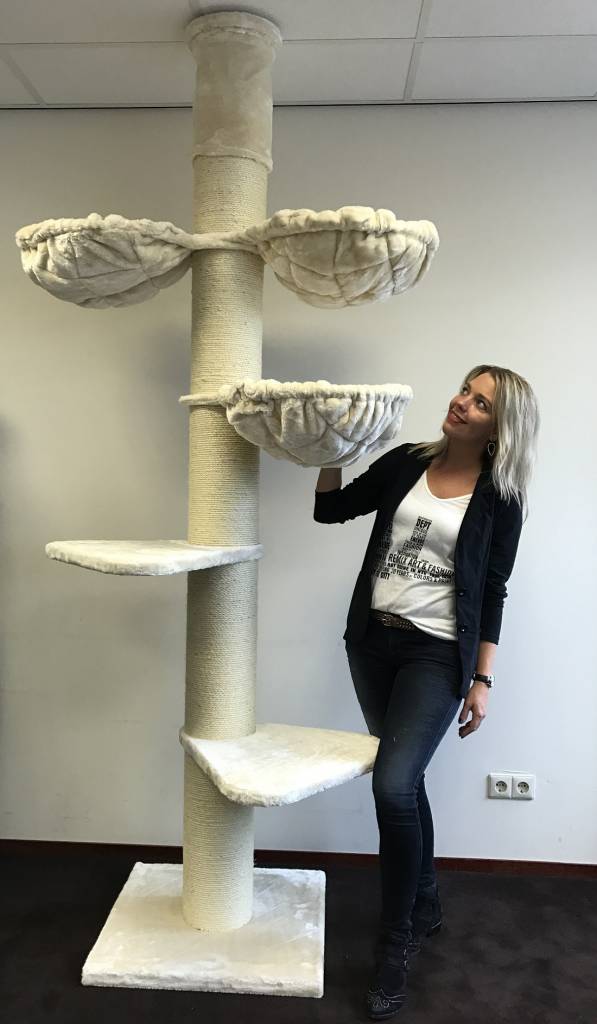 Arranhador para gatos Maine Coon Tower, cor creme