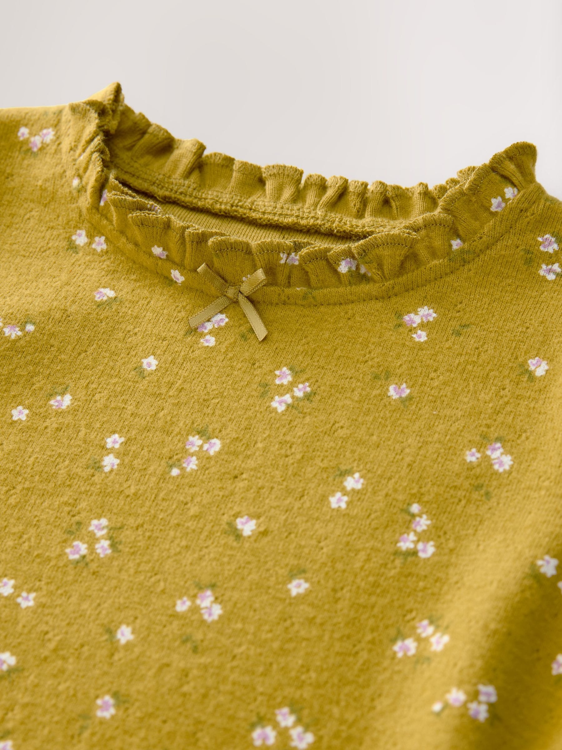 Groen met bloemetjesprint - Pointelle T-shirt met lange mouwen (3mnd-7jr)